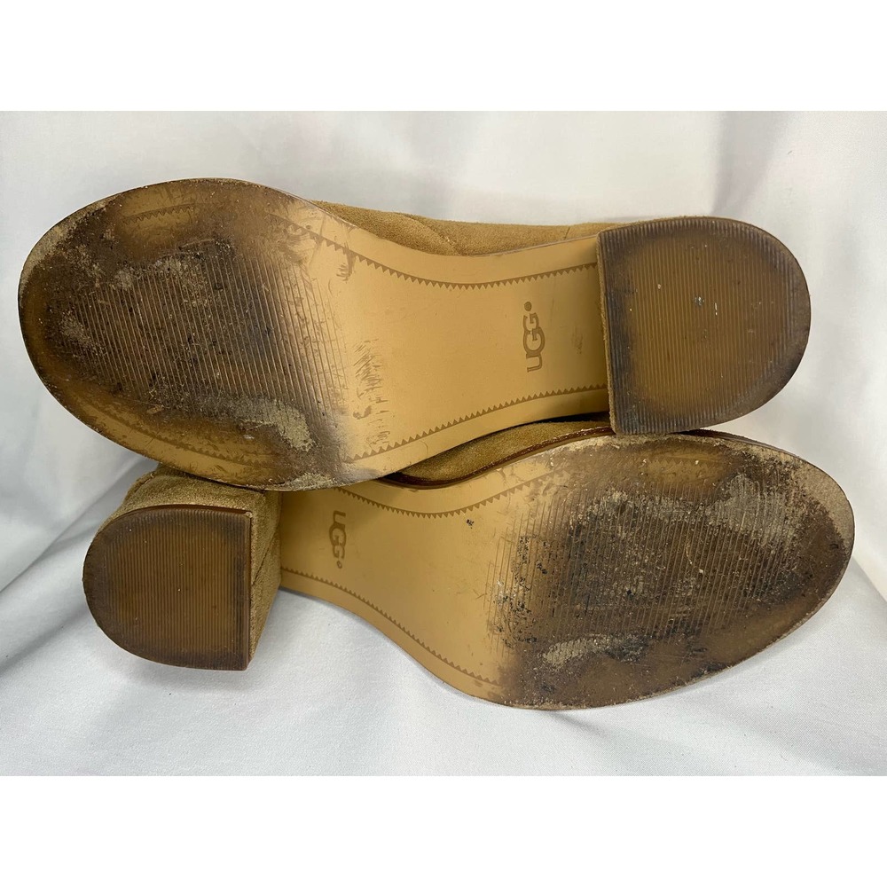 UGG Ginger Booties Open Toe Brown Suede with Suede heel Womens Size 9.5 - Picture 8 of 9